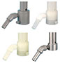 Flo King - BX3000 pump materials of construction CPVC gray - polypro white - PVDF Kynar lower left - stainless steel lower right